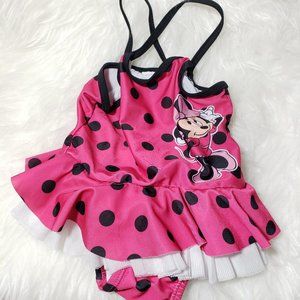 Disney Girl Mini Pink Polka Dot Skirts Swimsuit